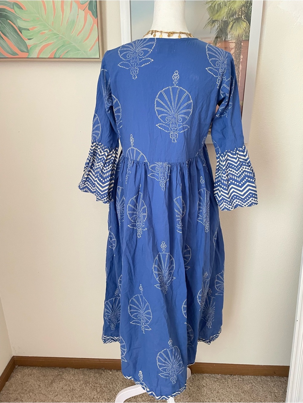 The Fox and The Mermaid Block Printed Dress - Bhavani in Egyptian Blue Small - Picture 8 of 8